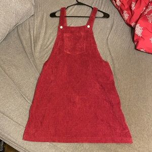 Pink Corduroy Overall Dress